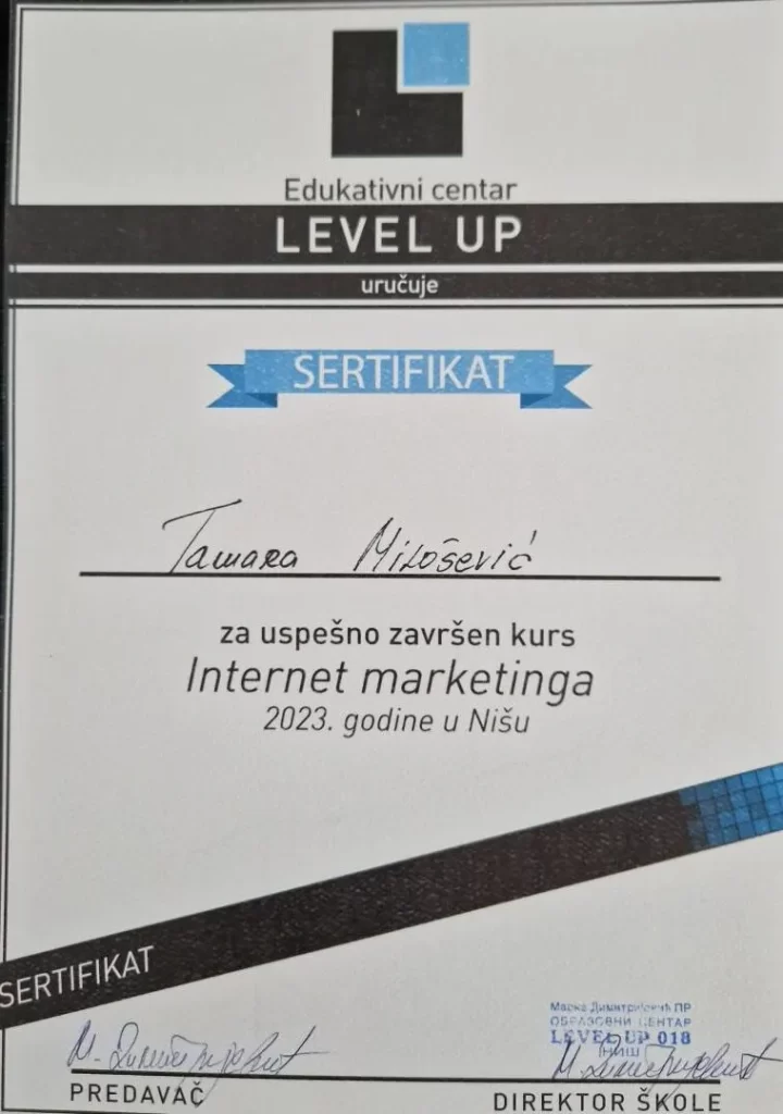 INTERNET MARKETING CERTIFICATE